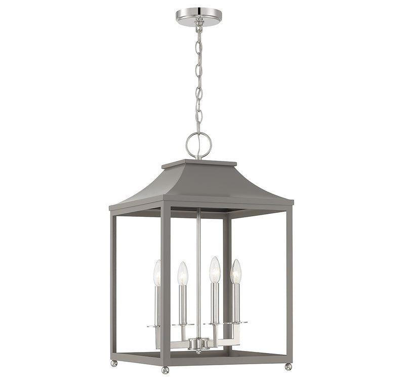 Meridian M30009GRYPN Four Light Pendant, Gray with Polished Nickel