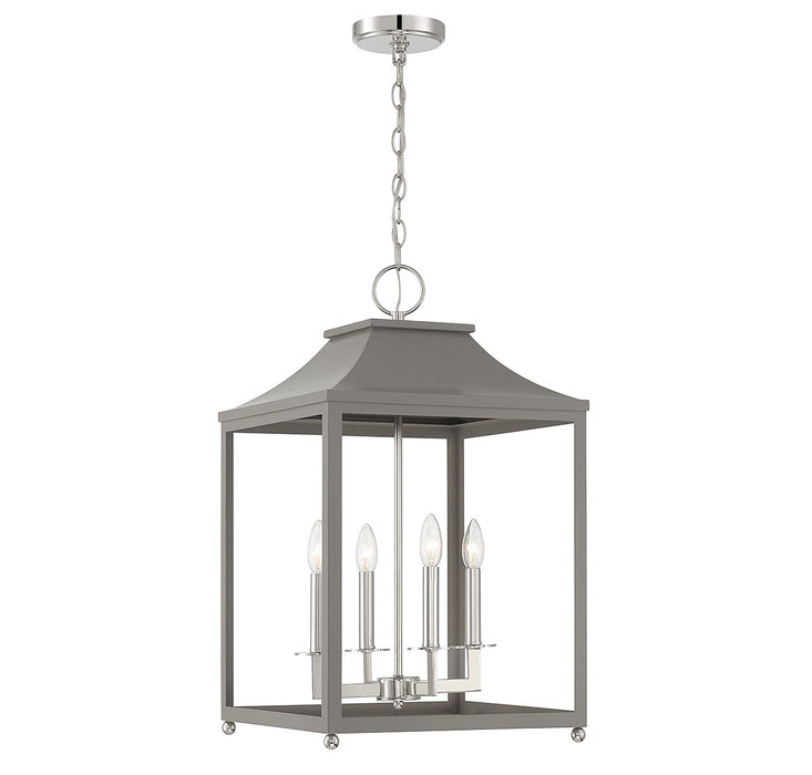 Meridian M30009GRYPN Four Light Pendant, Gray with Polished Nickel