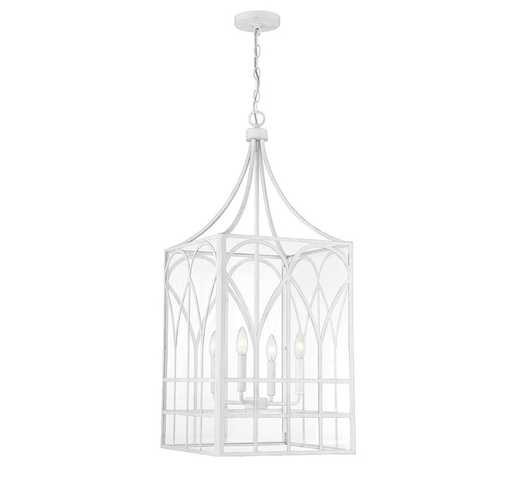 Meridian M30012DW Four Light Pendant, Distressed White