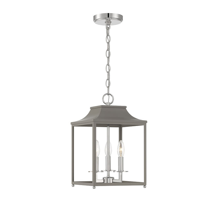 Meridian M30013GRYPN Three Light Pendant, Gray with Polished Nickel