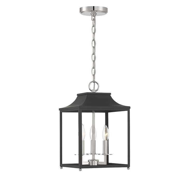 Meridian M30013MBKPN Three Light Pendant, Matte Black with Polished Nickel
