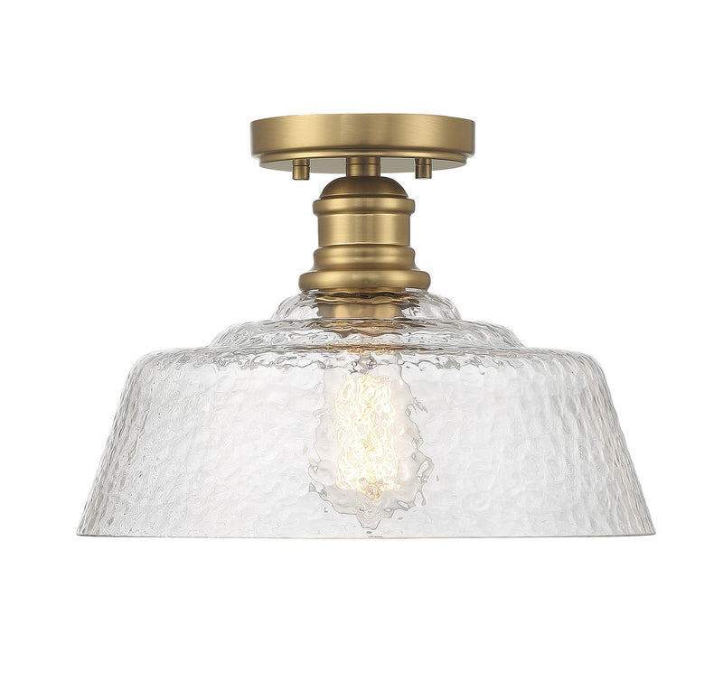 Meridian M60070NB One Light Semi-Flush Mount, Natural Brass