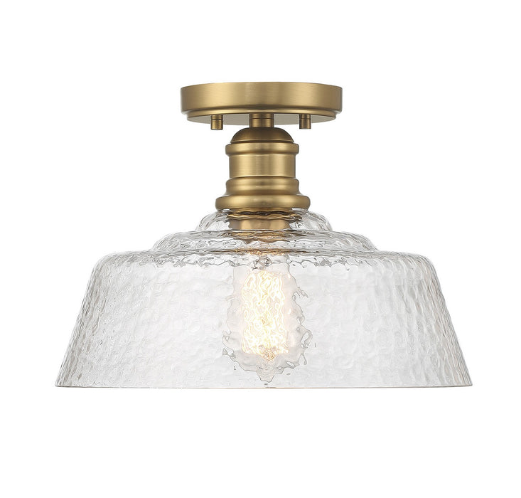 Meridian M60070NB One Light Semi-Flush Mount, Natural Brass