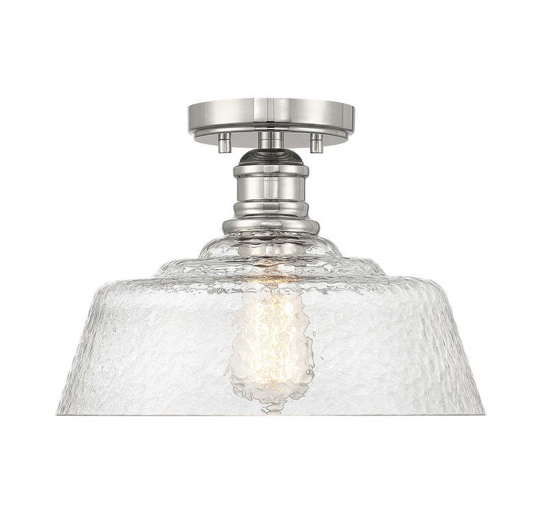 Meridian M60070PN One Light Semi-Flush Mount, Polished Nickel