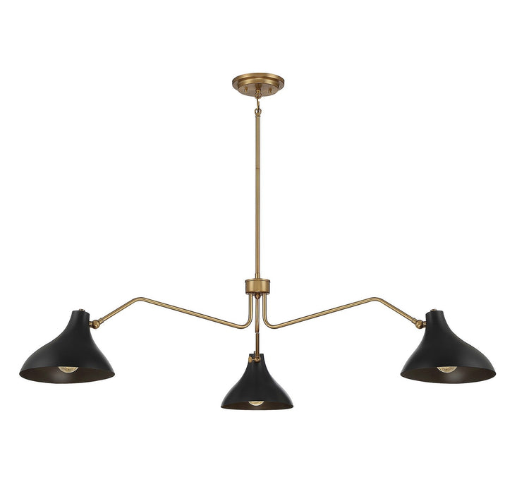 Meridian M7019MBKNB Three Light Pendant, Matte Black with Natural Brass (Display - Final Sale)