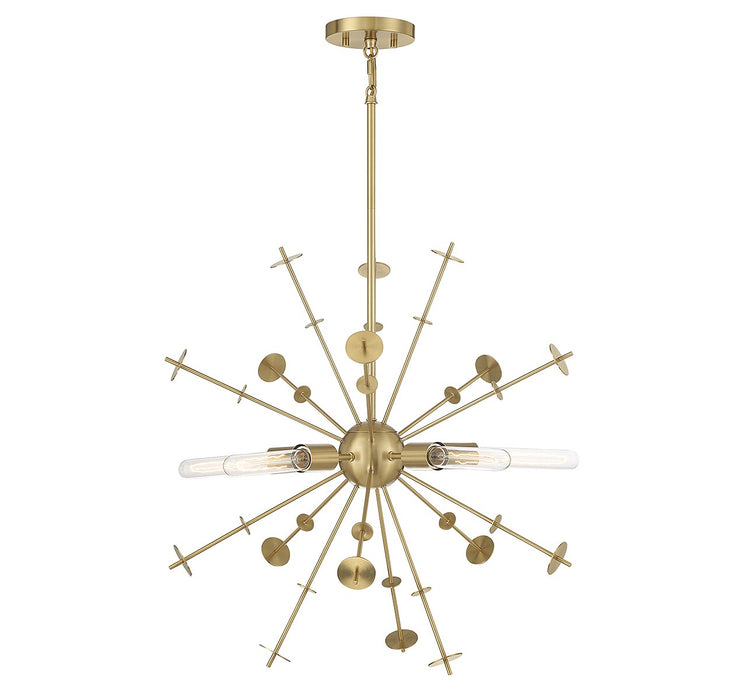 Meridian M7027NB Five Light Pendant, Natural Brass