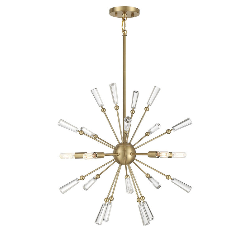 Meridian M7028NB Five Light Pendant, Natural Brass