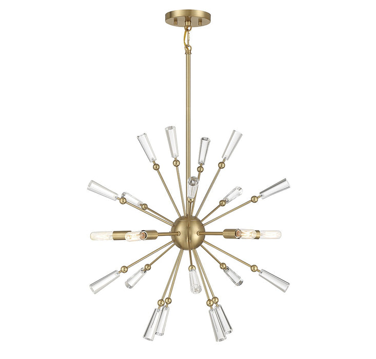 Meridian M7028NB Five Light Pendant, Natural Brass