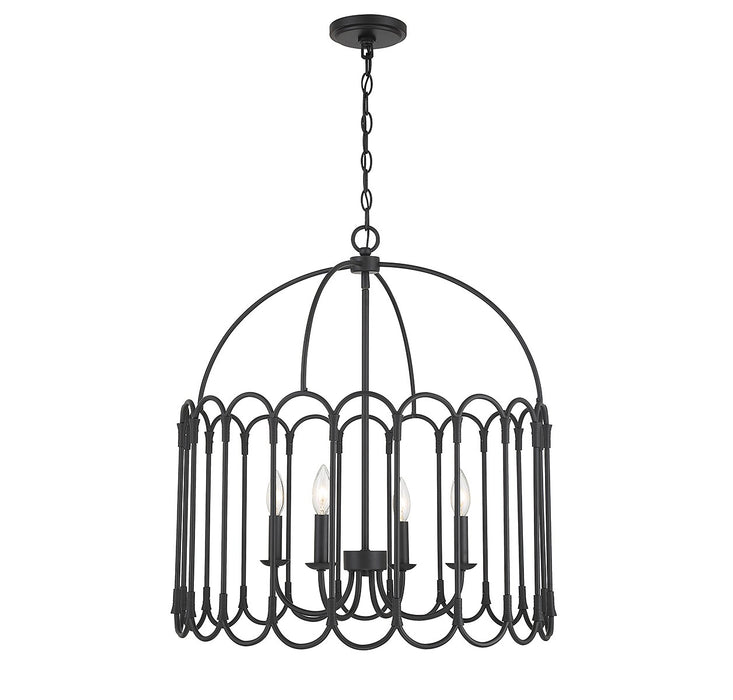 Meridian M7029MBK Four Light Pendant, Matte Black