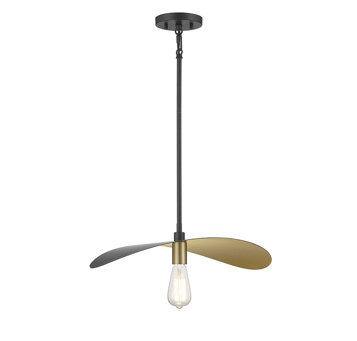 Meridian M7031MBKNB One Light Pendant, Matte Black and Painted Gold