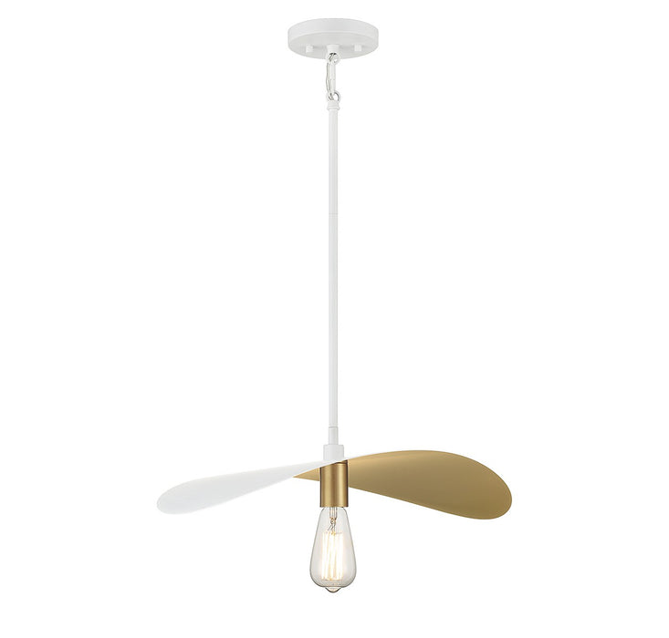 Meridian M7031WHNB One Light Pendant, White and Painted Gold