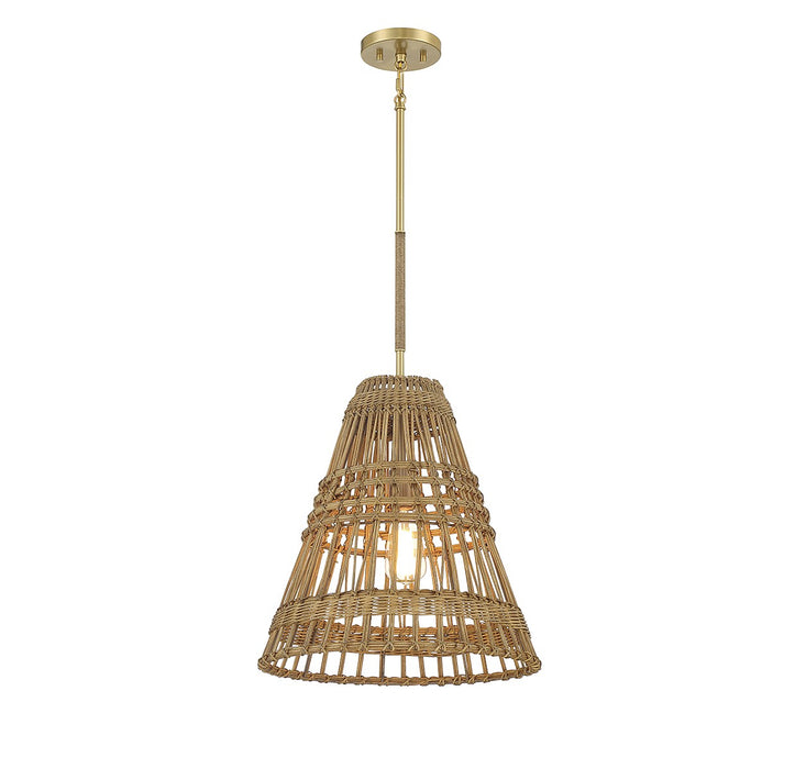Meridian M7035NRNB One Light Pendant, Natural Brass