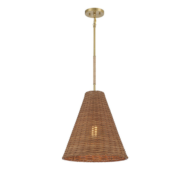 Meridian M7036NRNB One Light Pendant, Natural Brass