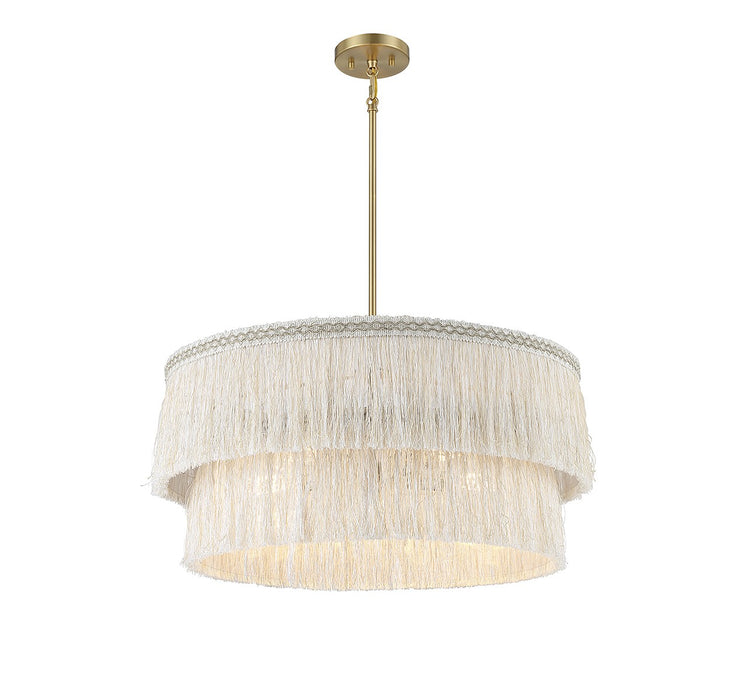 Meridian M7037NFR Five Light Pendant, Natural Brass