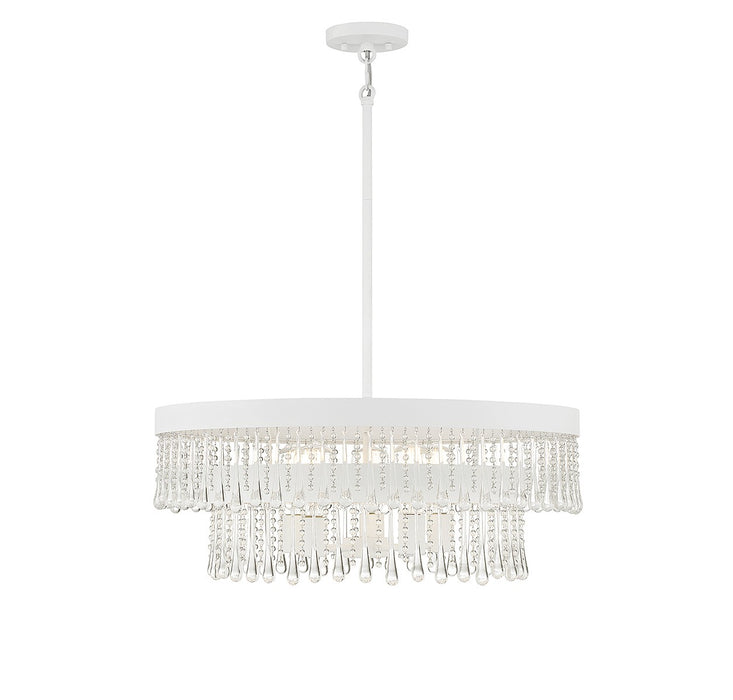 Meridian M7038BQW Six Light Pendant, Bisque White