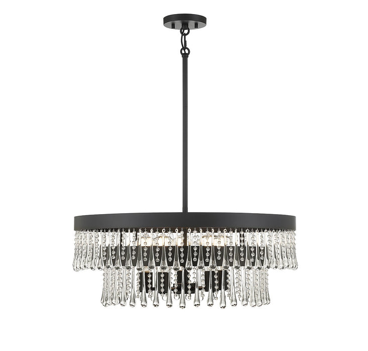 Meridian M7038MBK Six Light Pendant, Matte Black