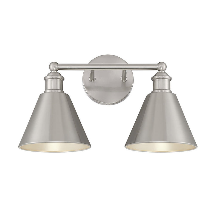 Meridian M80063BN Two Light Bathroom Vanity Light, Brushed Nickel