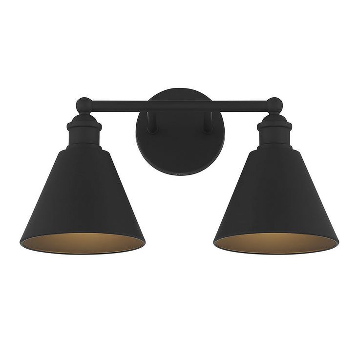 Meridian M80063MBK Two Light Bathroom Vanity Light, Matte Black