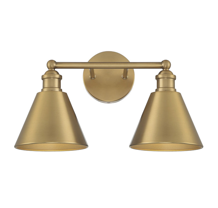 Meridian M80063NB Two Light Bathroom Vanity Light, Natural Brass