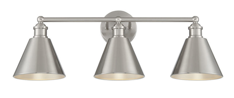 Meridian M80064BN Three Light Bathroom Vanity Light, Brushed Nickel