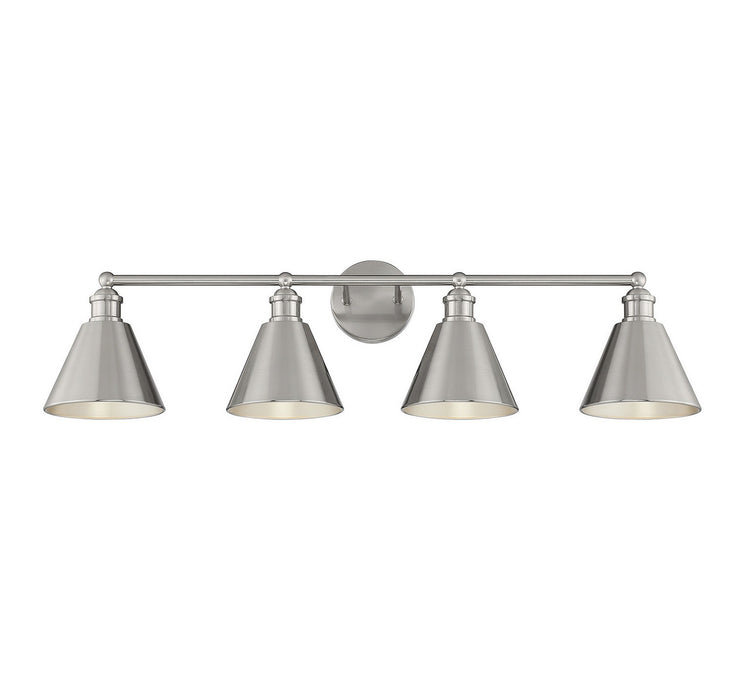 Meridian M80065BN Four Light Bathroom Vanity Light, Brushed Nickel