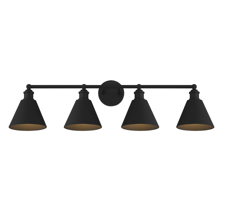 Meridian M80065MBK Four Light Bathroom Vanity Light, Matte Black