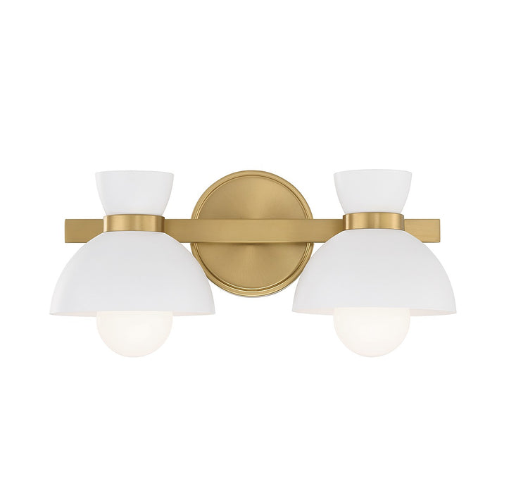 Meridian M80074NB Two Light Bathroom Vanity, Natural Brass