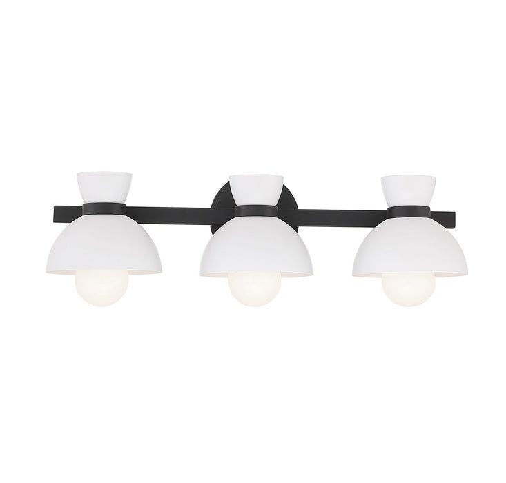 Meridian M80075MBK Three Light Bathroom Vanity, Matte Black