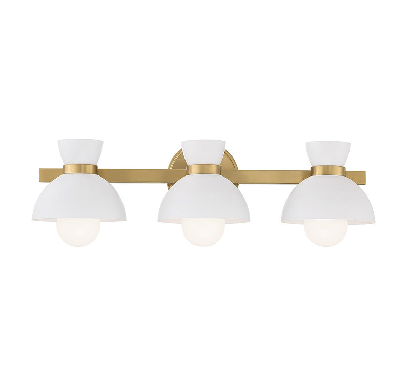 Meridian M80075NB Three Light Bathroom Vanity, Natural Brass
