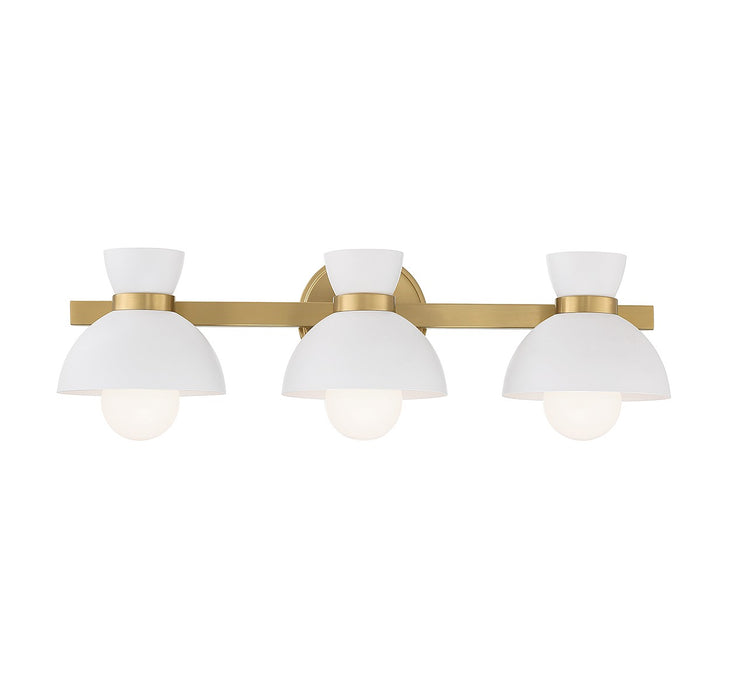 Meridian M80075NB Three Light Bathroom Vanity, Natural Brass