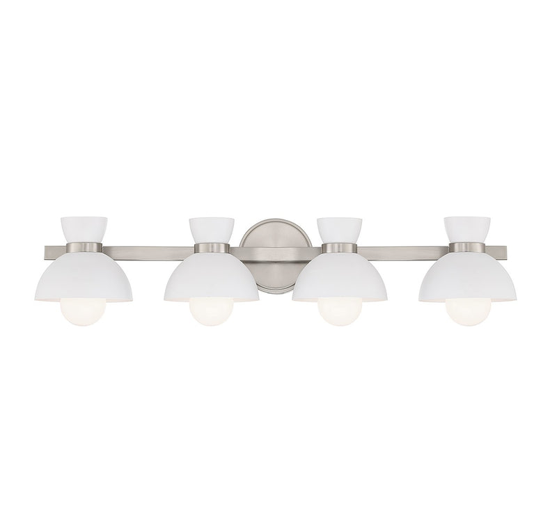 Meridian M80076BN Four Light Bathroom Vanity, Brushed Nickel