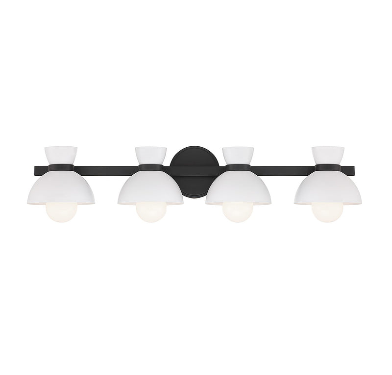 Meridian M80076MBK Four Light Bathroom Vanity, Matte Black