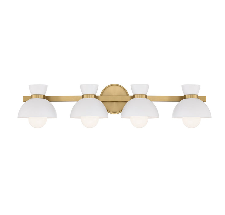 Meridian M80076NB Four Light Bathroom Vanity, Natural Brass