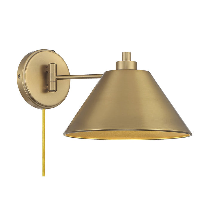 Meridian M90086NB One Light Wall Sconce, Natural Brass