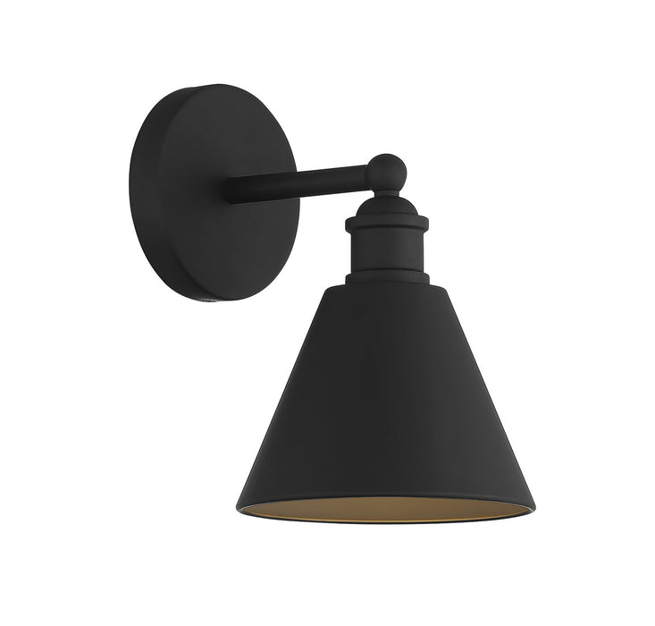 Meridian M90087MBK One Light Wall Sconce, Matte Black