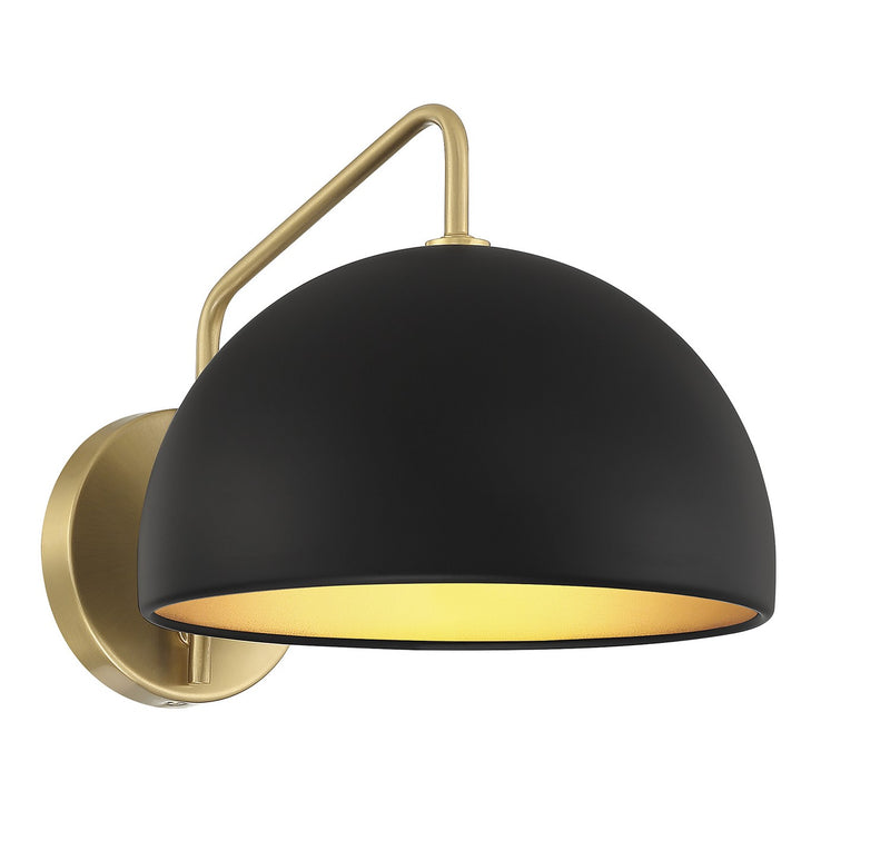 Meridian M90094MBKNB One Light Wall Sconce, Matte Black with Natural Brass