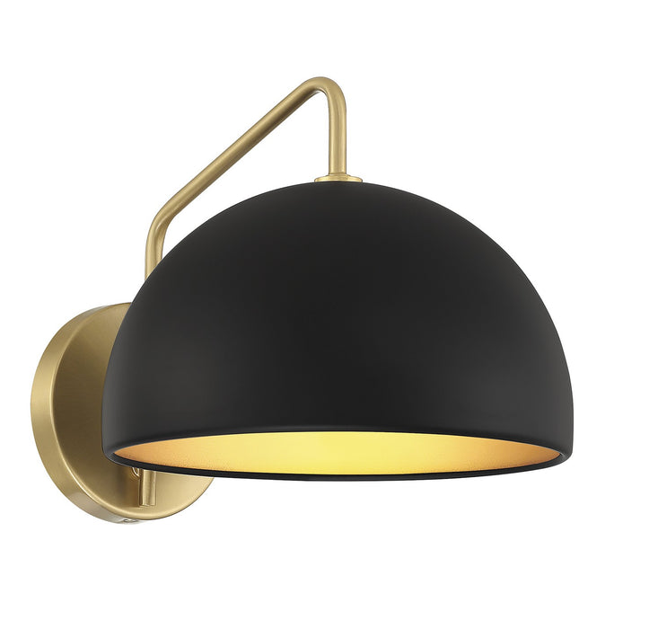 Meridian M90094MBKNB One Light Wall Sconce, Matte Black with Natural Brass