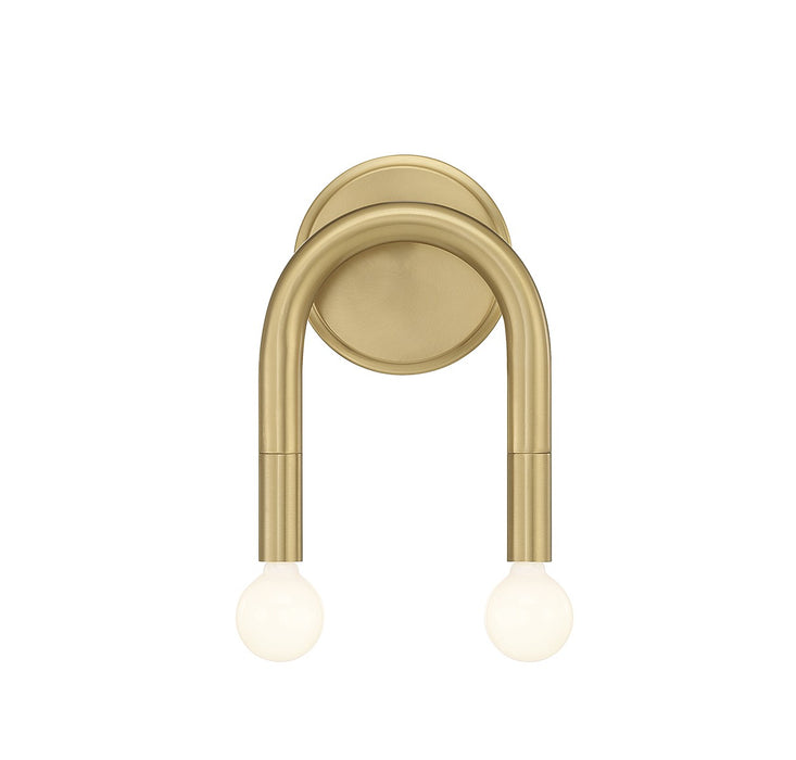 Meridian M90099NB Two Light Wall Sconce, Natural Brass