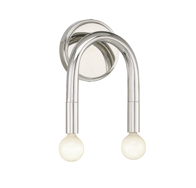 Meridian M90099PN Two Light Wall Sconce, Polished Nickel