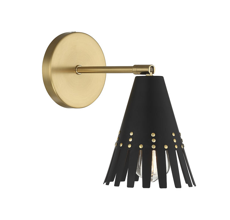 Meridian M90103MBKNB One Light Wall Sconce, Matte Black and Natural Brass