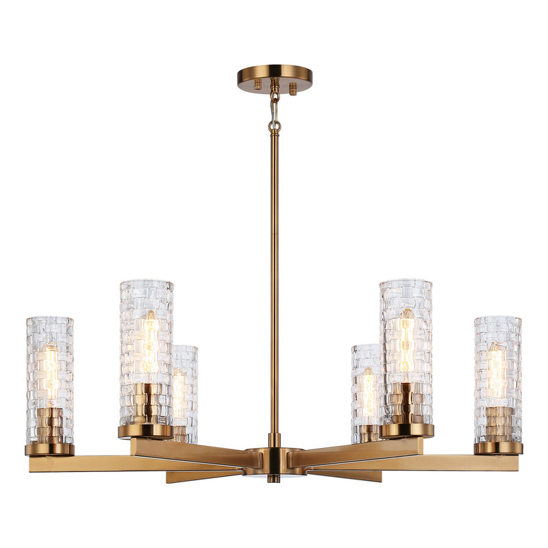 Matteo Lighting C32106AG Six Light Chandelier, Aged Gold Brass