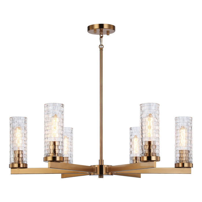Matteo Lighting C32106AG Six Light Chandelier, Aged Gold Brass