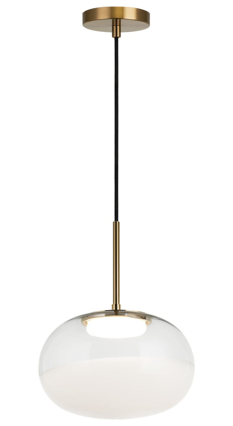 Matteo Lighting C60511AGWH LED Pendant, Aged Gold Brass
