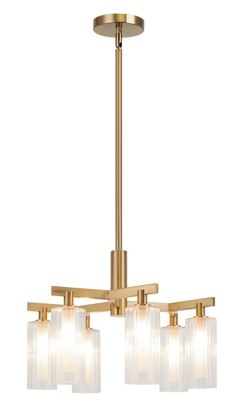 Matteo Lighting C60806AG Six Light Chandelier, Aged Gold Brass