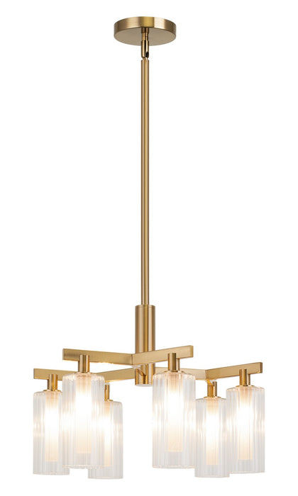 Matteo Lighting C60806AG Six Light Chandelier, Aged Gold Brass