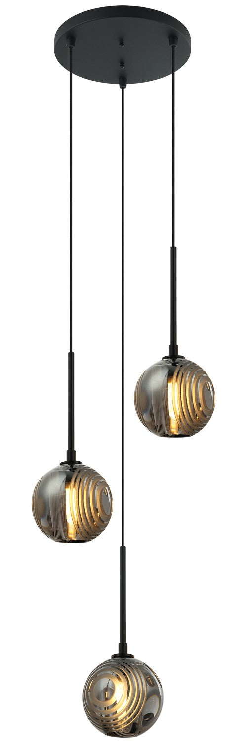 Matteo Lighting C61603MBSM Three Light Pendant, Matte Black
