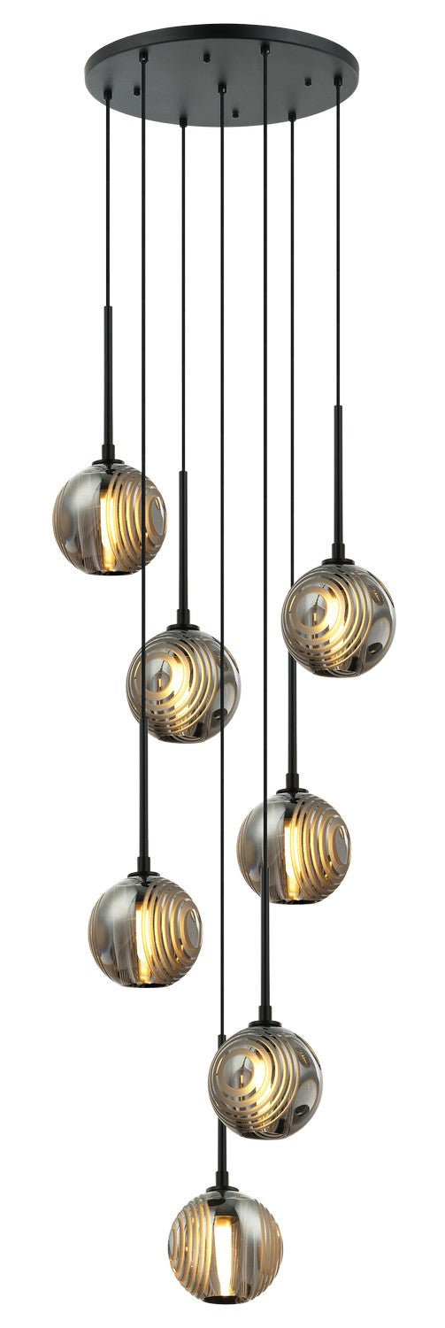 Matteo Lighting C61607MBSM Seven Light Pendant, Matte Black