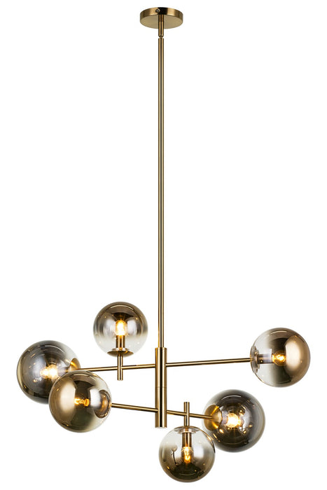 Matteo Lighting C70706AGAG Six Light Chandelier, Aged Gold Brass