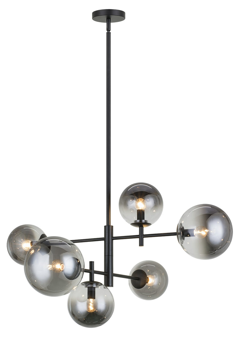 Matteo Lighting C70706BKSM Six Light Chandelier, Black