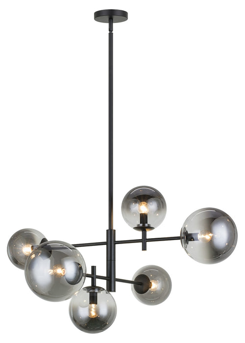Matteo Lighting C70706BKSM Six Light Chandelier, Black